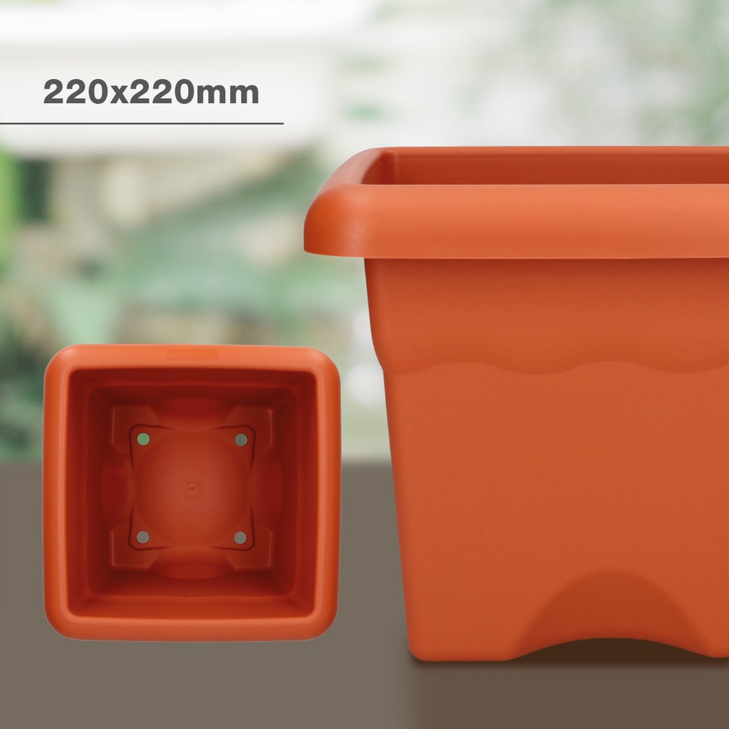 Maceta cuadrada Terra 220mm Marrón