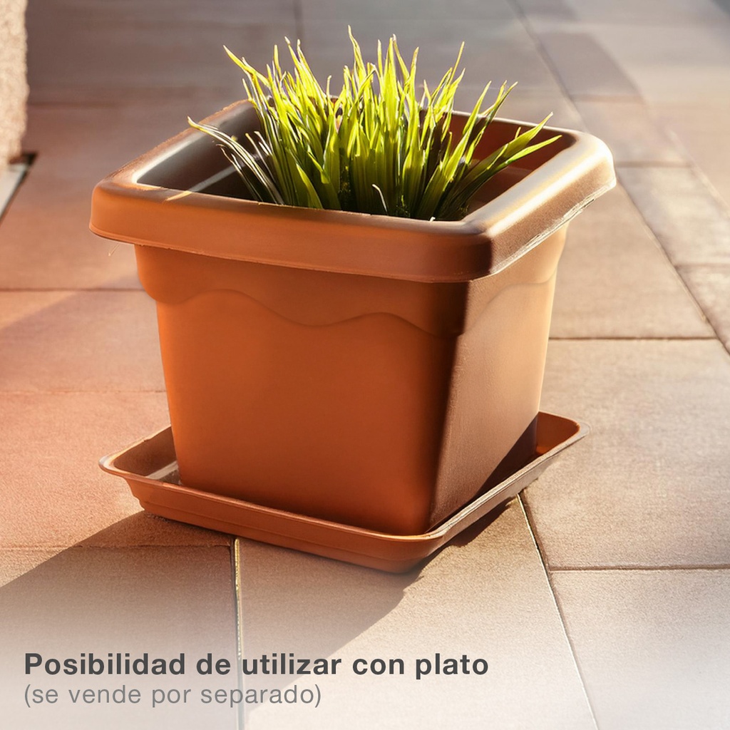 Maceta cuadrada Terra 220mm Marrón