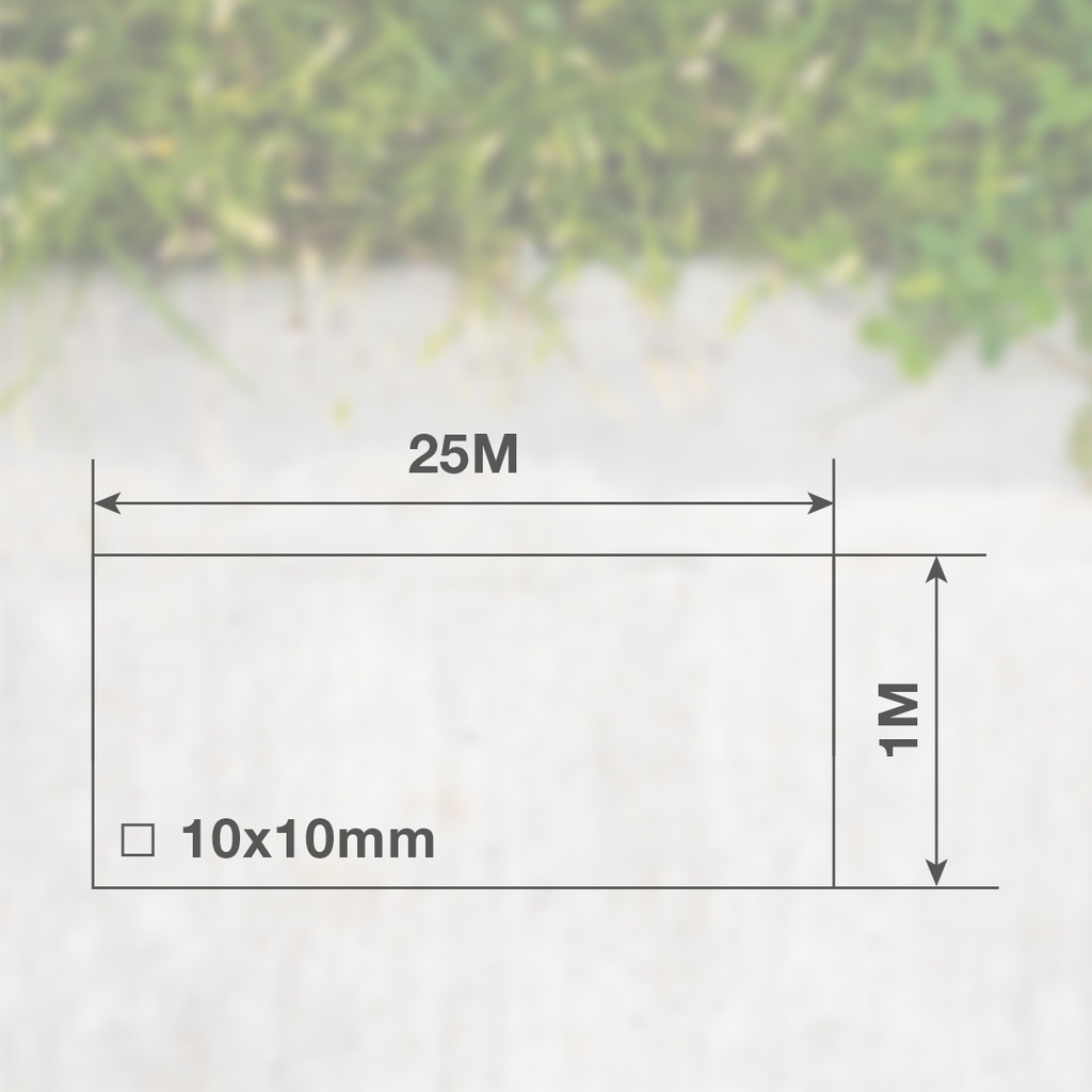 Malla plástico 10x10mm 1x25M Gris