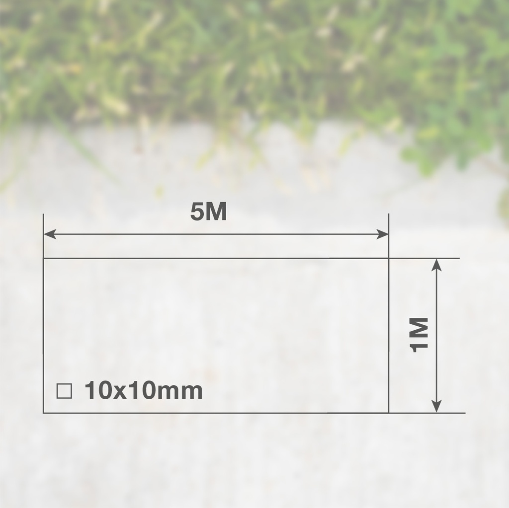 Malla plástico 10x10mm 1x5M Gris