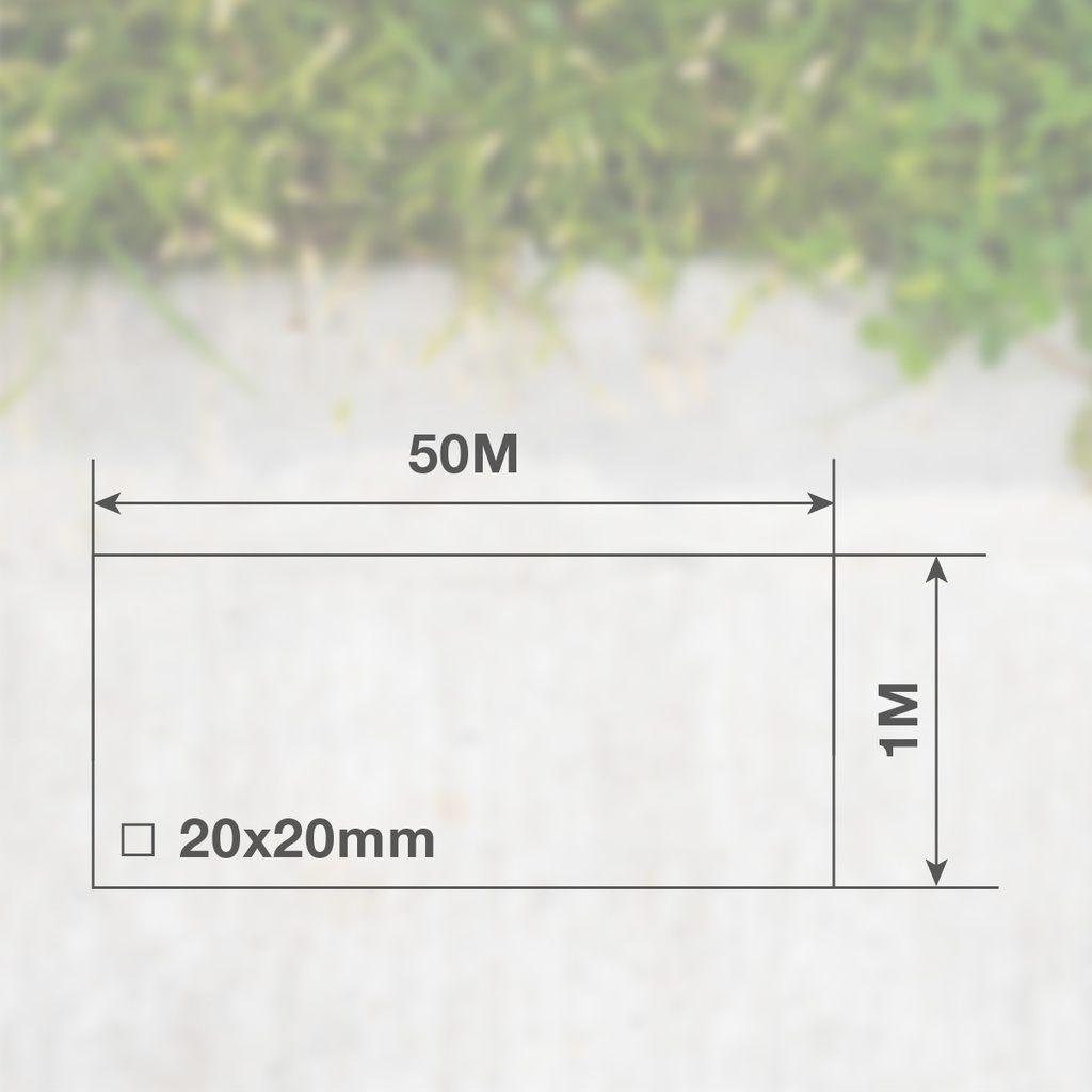 Malla plástico 20x20mm 1x50M Blanco