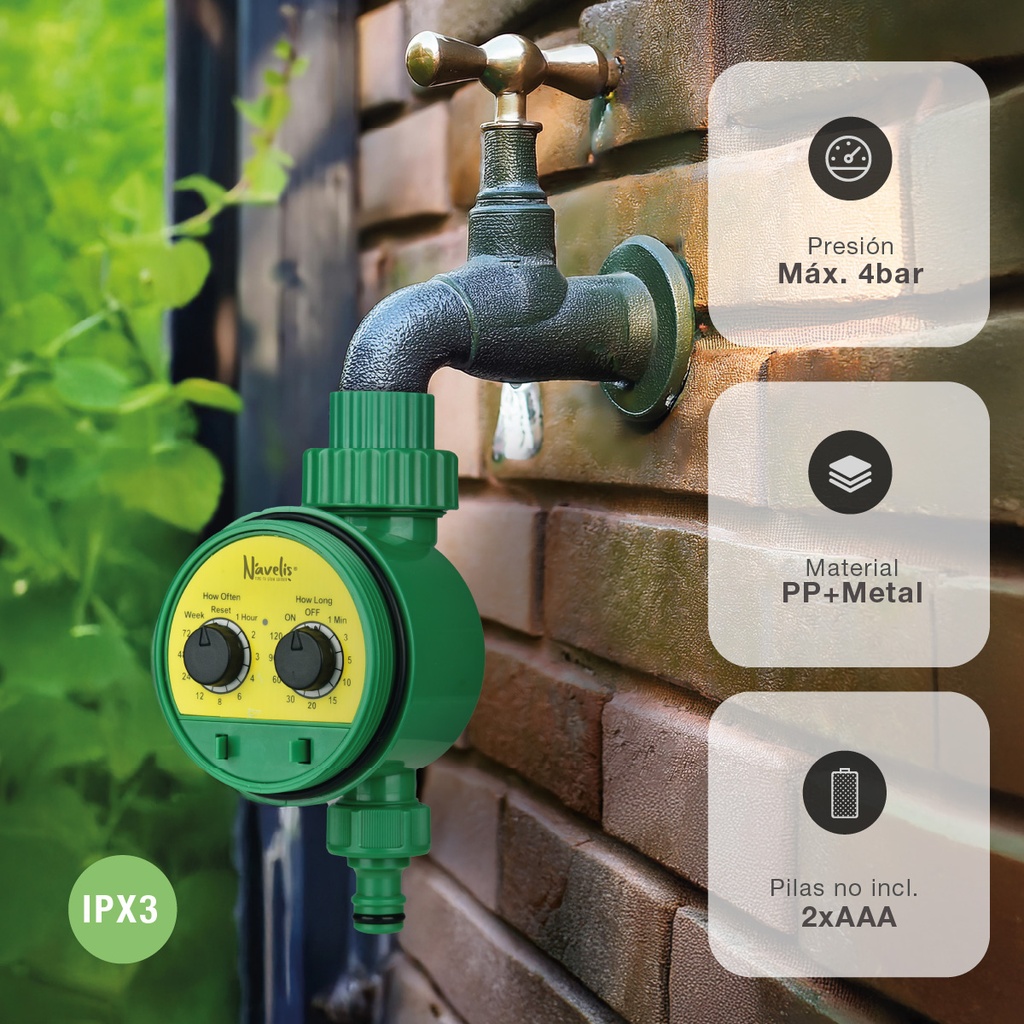 Temporizador de riego 2xAAA IPX3