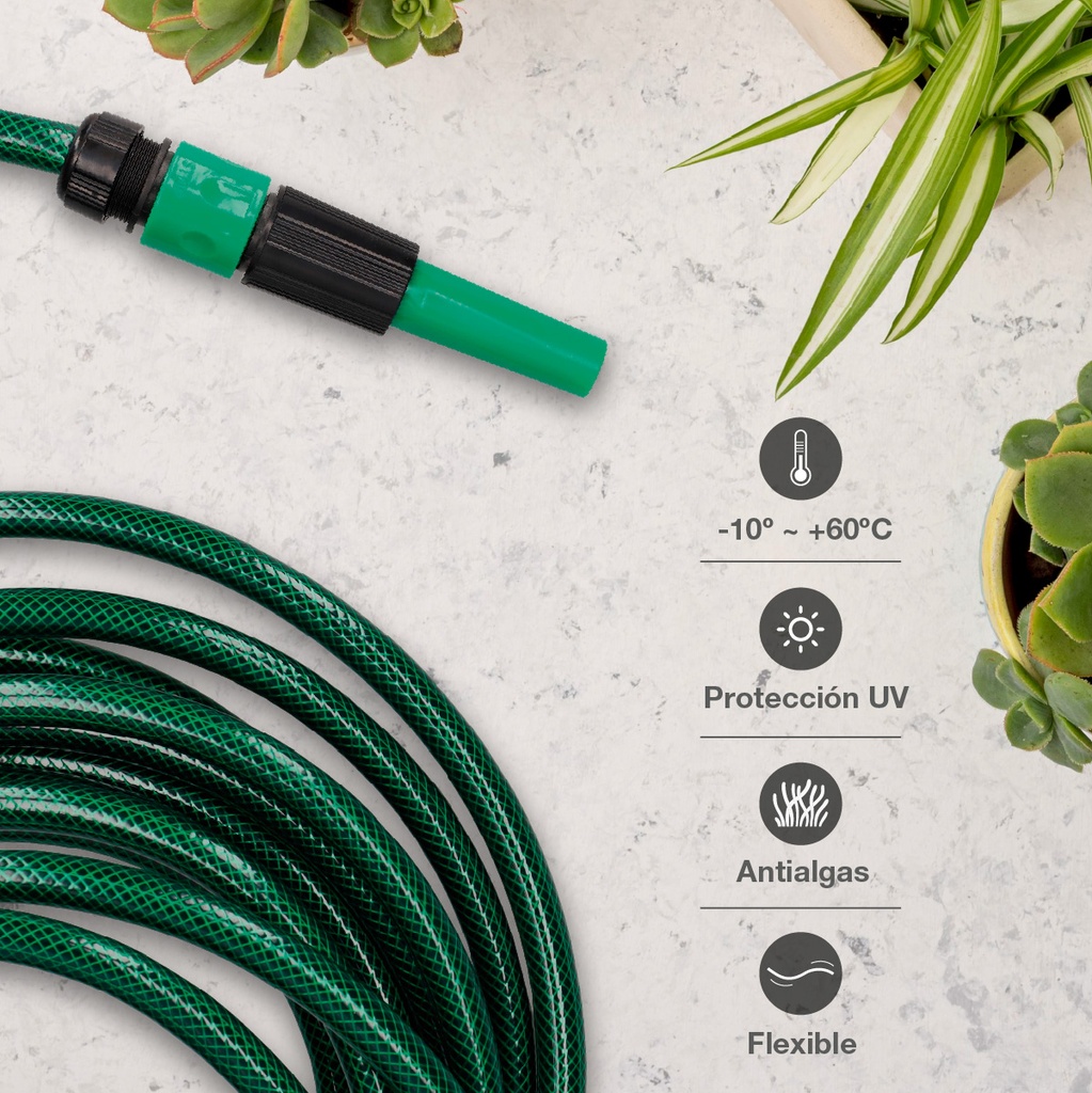 Kit manguera jardín Bairia Ø5/8" 15mm 15M