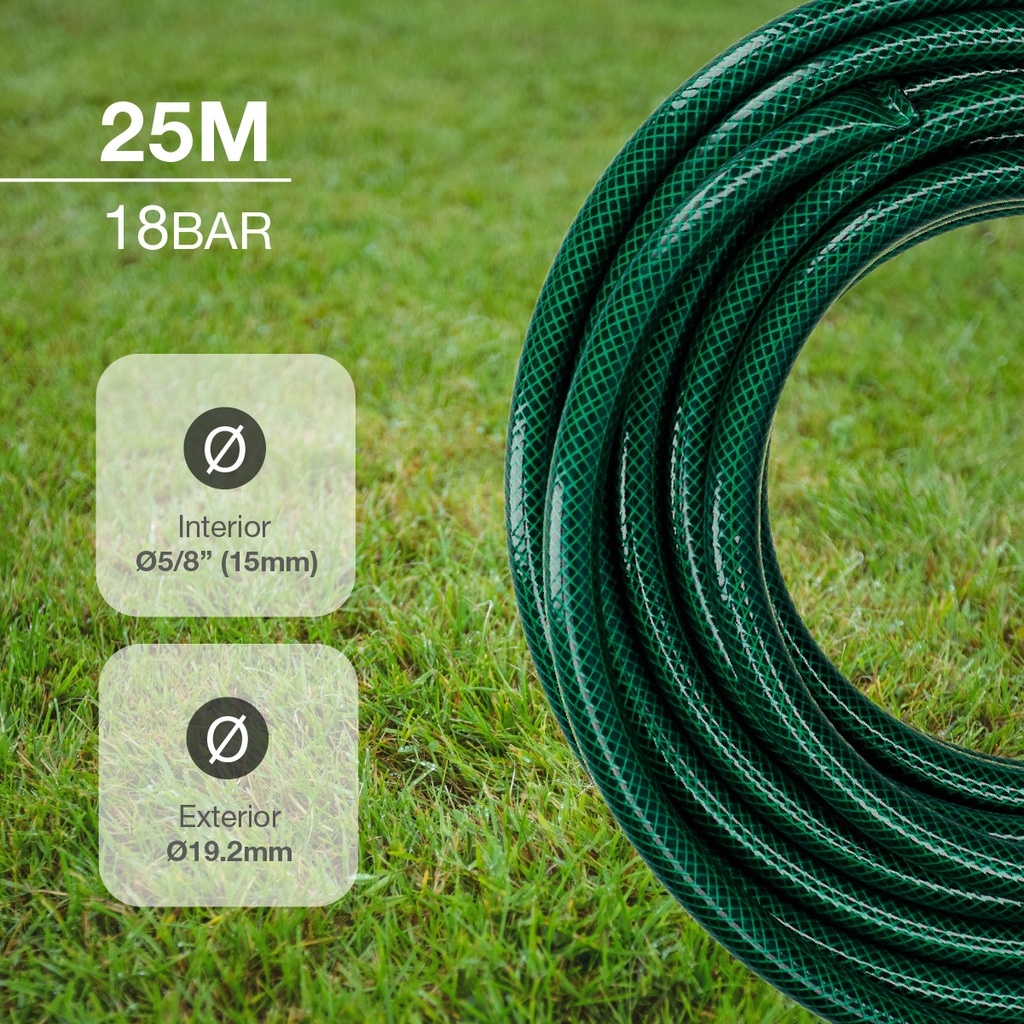 Kit manguera jardín Bairia Ø5/8" 15mm 25M