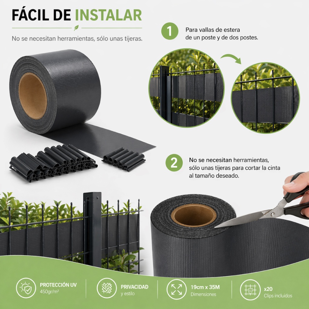 Cinta ocultación 19cmx35M 450g Gris antracita