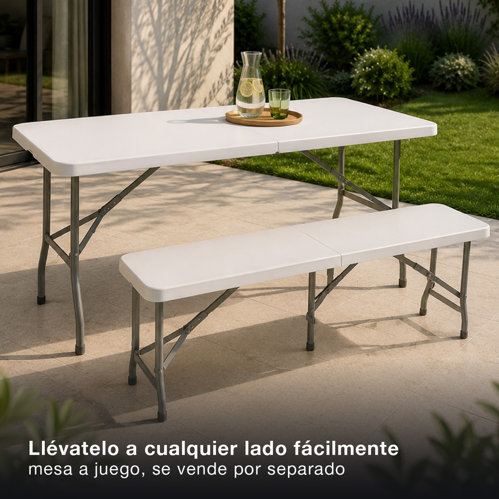 Banco plegable polietileno 1800x290x440mm