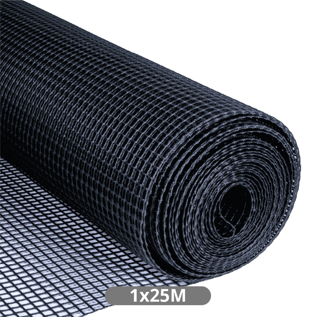 Malla plástico 10x10mm 1x25M Negro