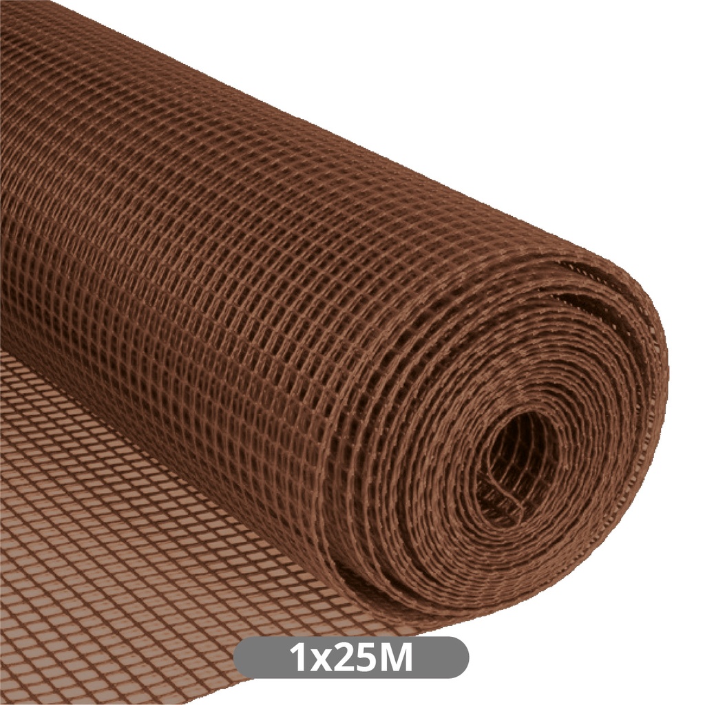 Malla plástico 10x10mm 1x25M Marrón