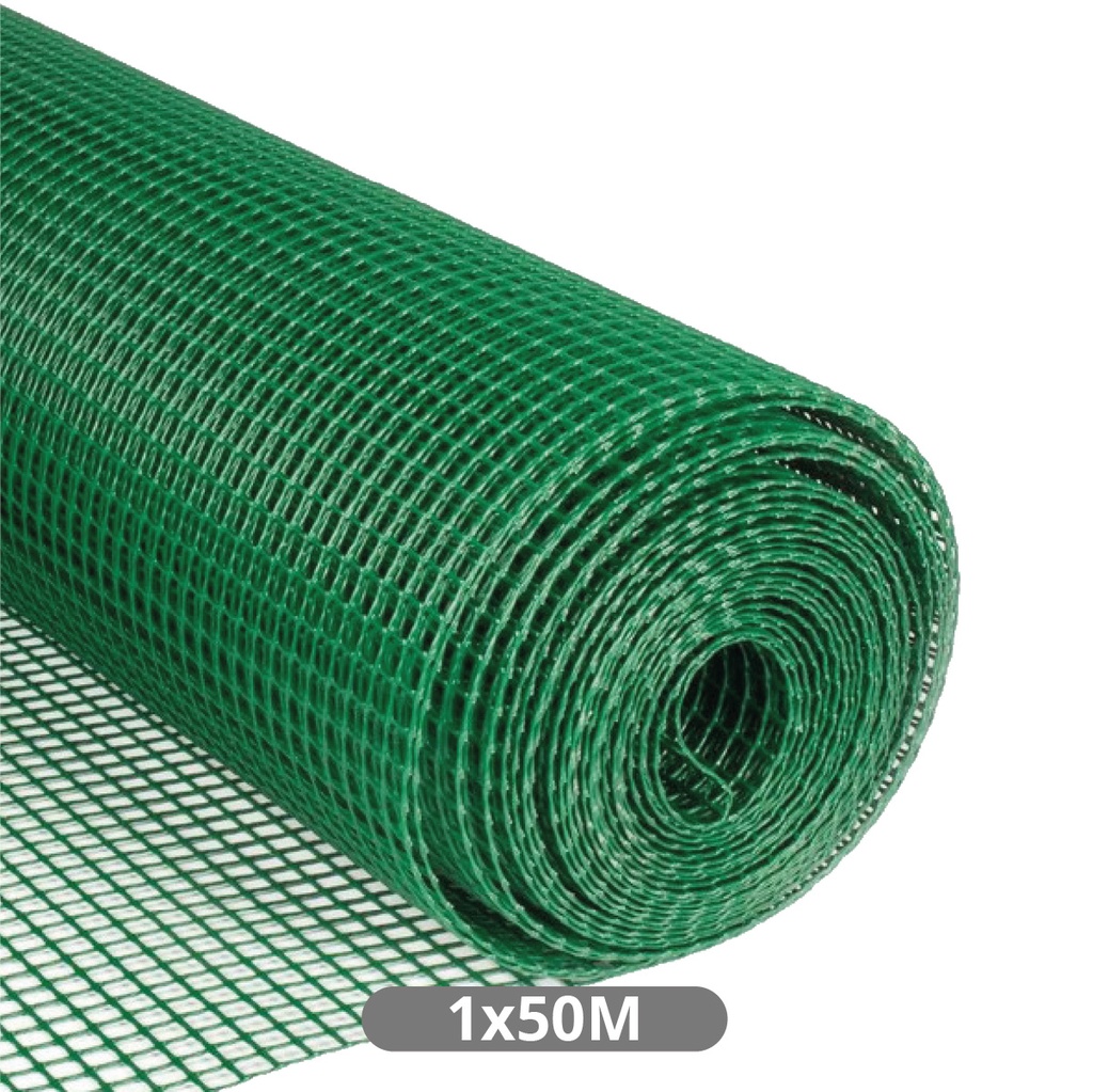 Malla plástico 5x5mm 1x50M Verde