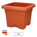 Vaso quadrado Terra 330mm Castanho
