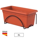 Vaso para varanda Terra com prato integrado 400x200mm Castanho