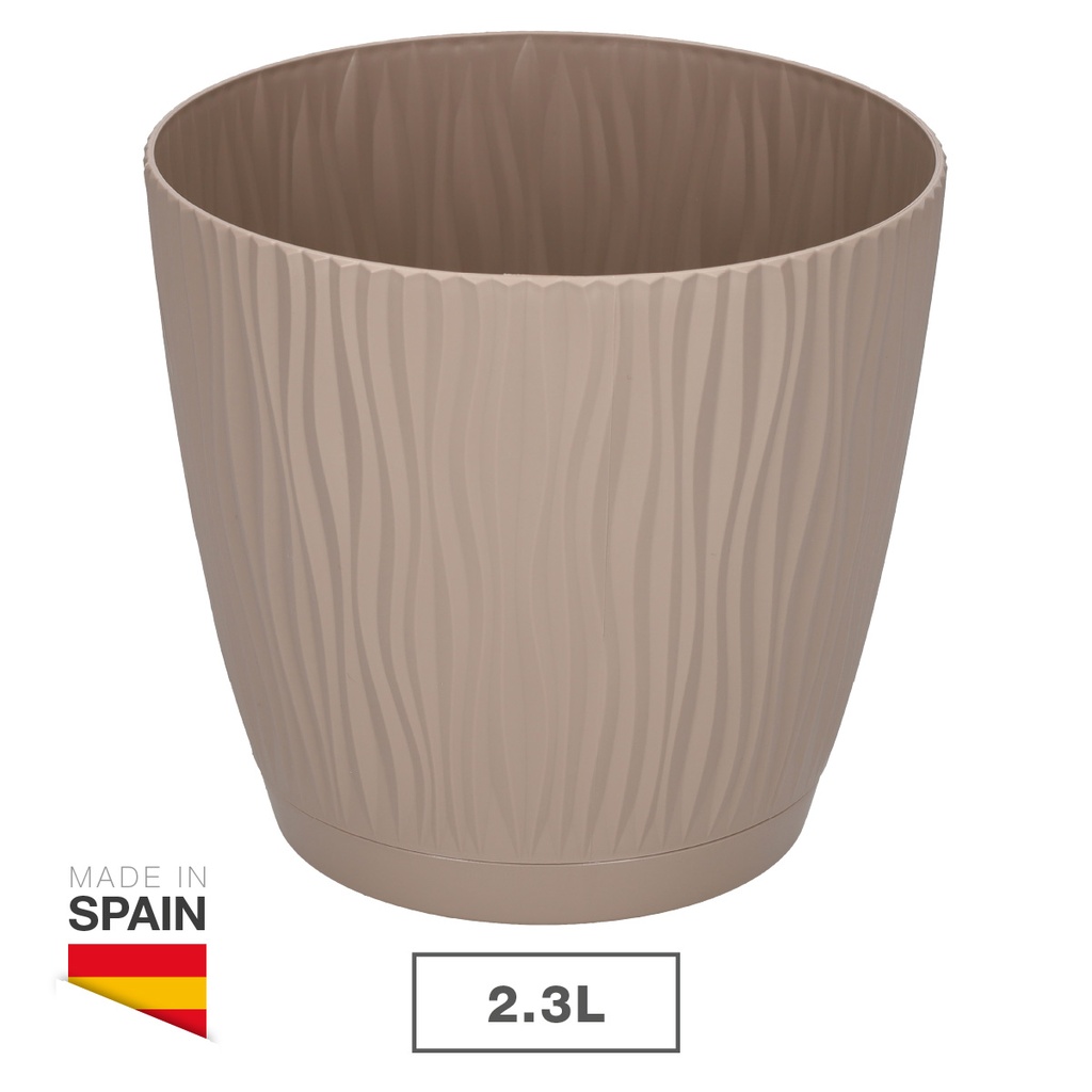 Maceta Oasis con plato integrado Ø170mm Beige